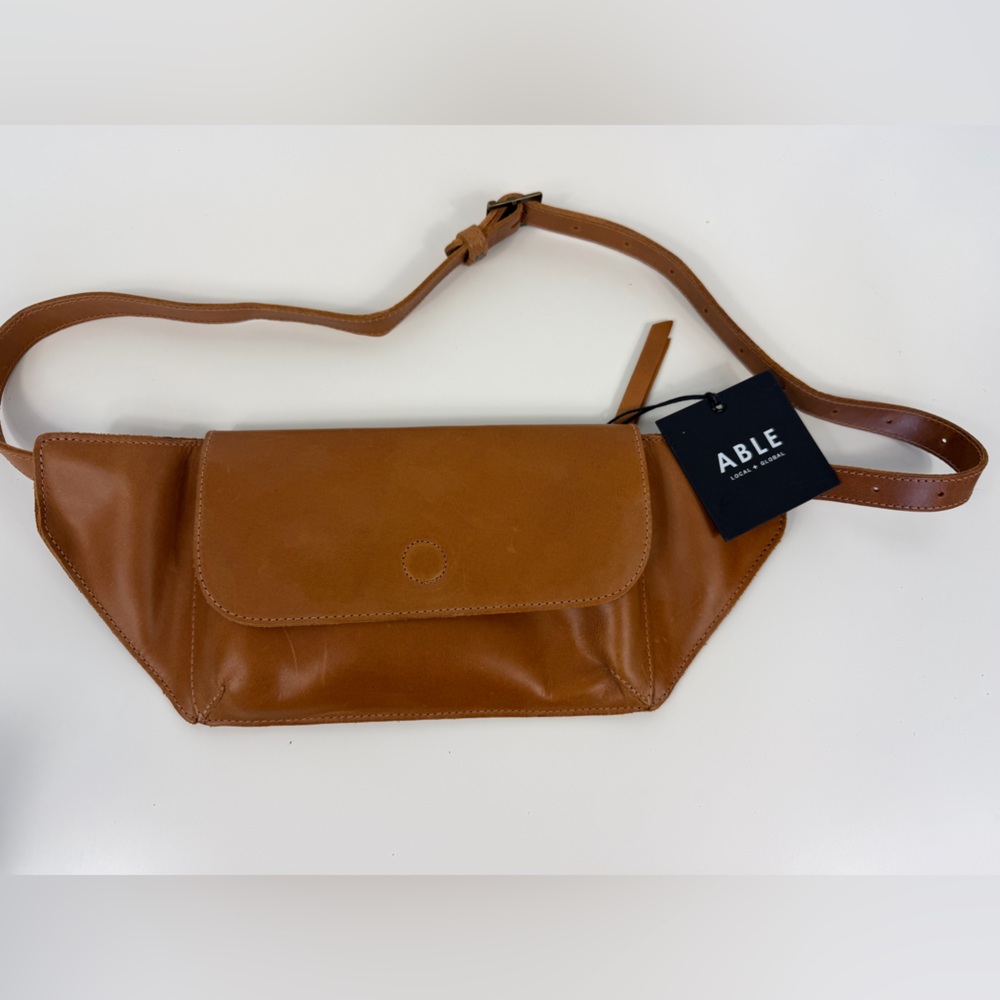 Able Leather Delilah Belt‎ Bag Minimalist Handmade Fanny Pack Crossbody Cognac